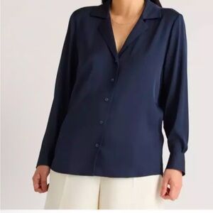 Quince Silk Notch Collar Blouse